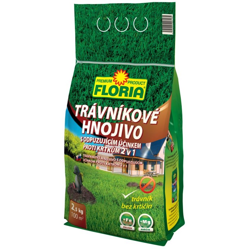 FLORIA Trávníkové hnojivo s odpuzujícími účinky na krtky 2,5 kg