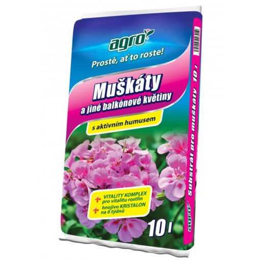 AGRO Substrát pro muškáty a jiné balkónové květiny 10 L
