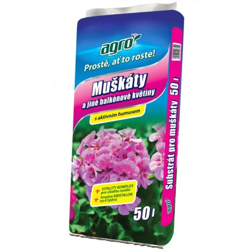 AGRO Substrát pro muškáty a jiné balkónové květiny 50 L