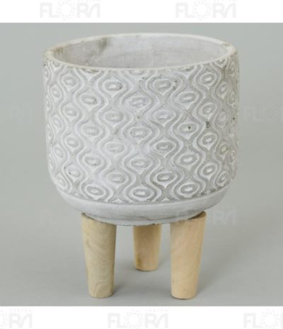 OBAL na květiny / beton / dřevěné nohy / šedý