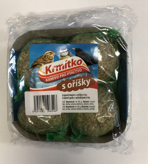 Krmivo KRMÍTKO lojová koule s oříšky 4x90g