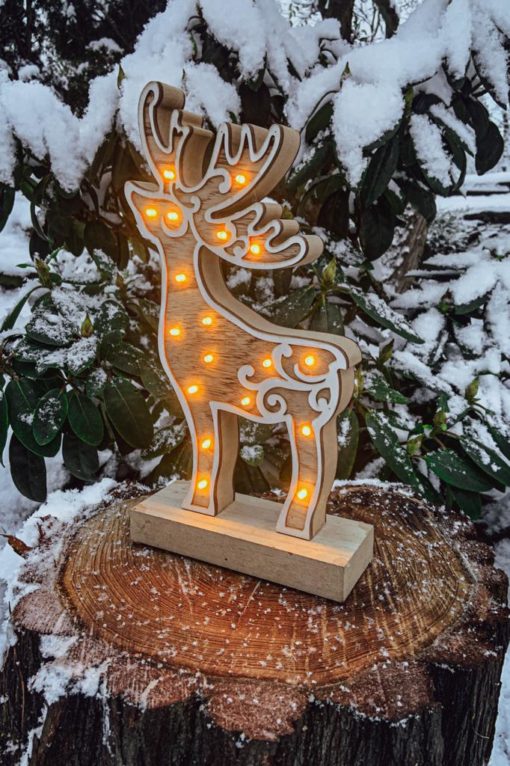 LED Vánoční dekorační dřevěný Sob 34 cm, teplá bílá,  LED - Image 2