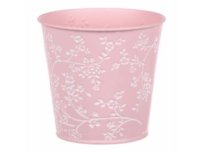 Obal kovový v růžové barvě s bílými růžemi KK052-PINK