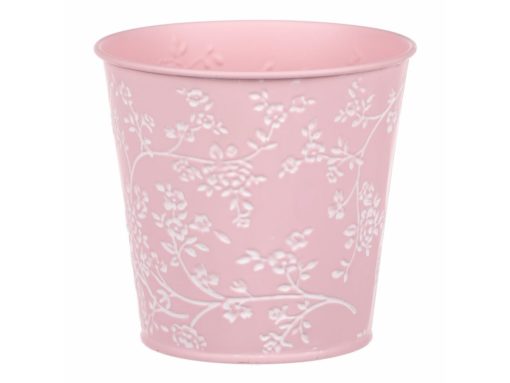 Obal kovový v růžové barvě s bílými růžemi KK052-PINK