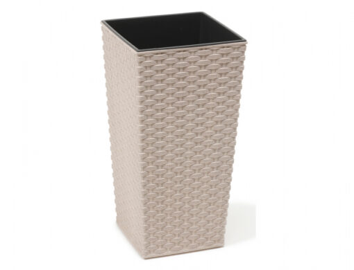 Květ. FINEZIA RATTAN ECO WOOD 25x25x47h bílý