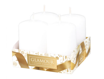 Svíčka adventní d4x6cm/4ks lak bílá