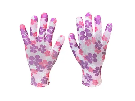 Rukavice zahradní, polyester, květinový vzor vel. "8"