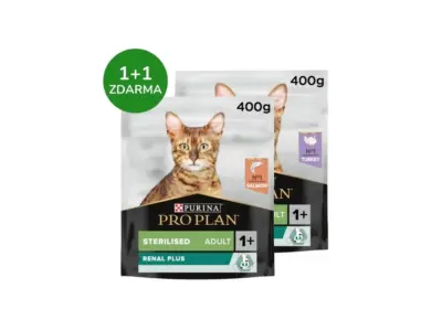 Pro Plan sterilizovaná kočka - krůta 400g + losos 400g